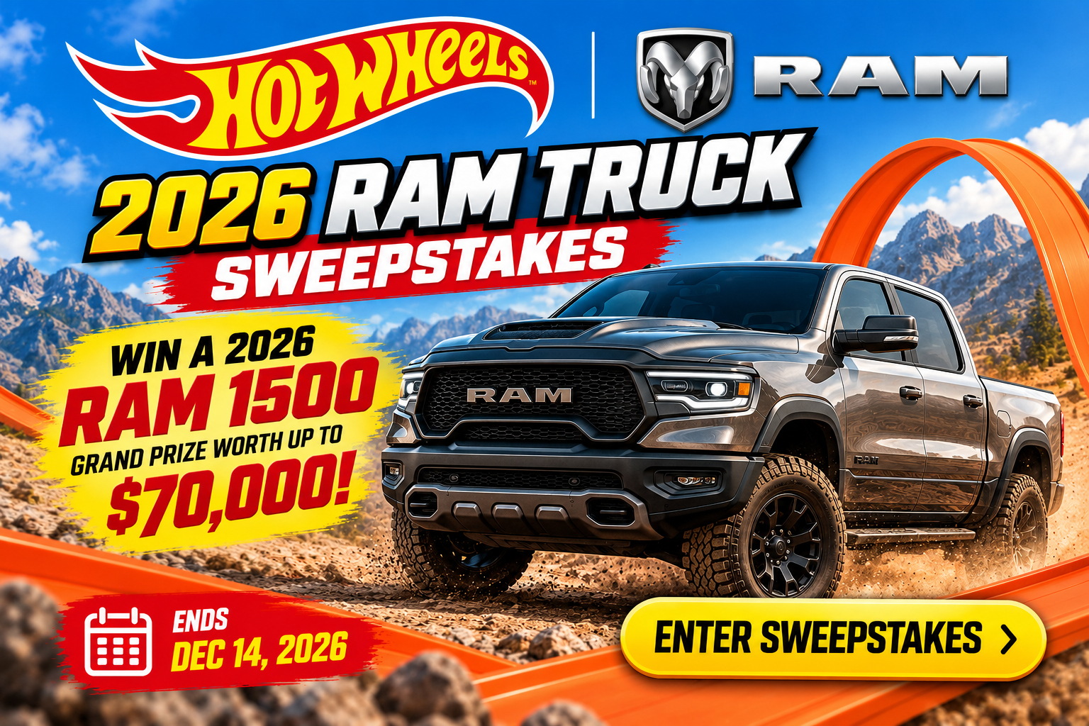 2026 Ram 1500 grand prize in the Hot Wheels 2026 Ram Truck Sweepstakes